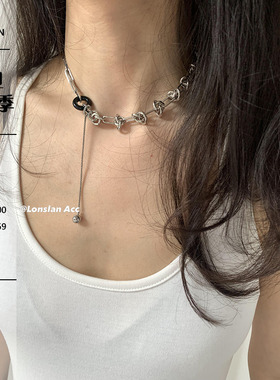 LONSLANACC冷淡风金属吊坠项链