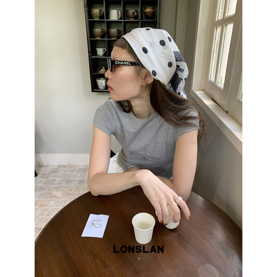 LONSLAN ACC 春夏设计感波点方巾时尚缎面头巾裹胸