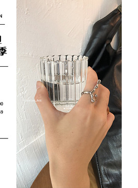 不规则夸张小众设计熔岩开口戒指