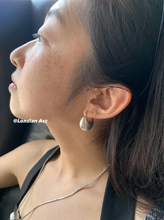 LONSLAN 小众精致吸睛小巧卡扣小椭圆耳饰耳环 ACC