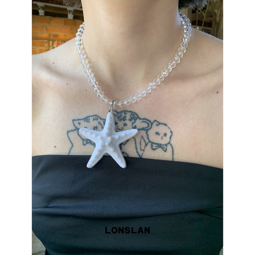 LONSLAN ACC 2025SS海岛度假个性夸张海星透明串珠锁骨链小众项链