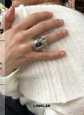 LONSLANACC小众设计暗纹戒指