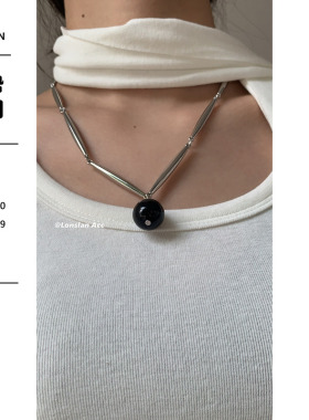 LonslanAcc黑色圆球金属边拼接链