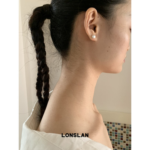 LONSLAN ACC 2025ss银色磨砂质感简约豆豆清冷圆球耳钉