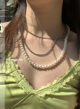other合金天然珍珠三层叠层情侣