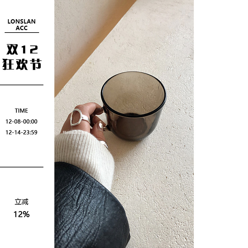 lonslanacc韩国戒指银女凹凸面