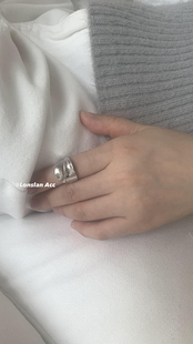 LONSLAN ACC 法式简约时髦925s质感大光面宽边小众设计指环戒指