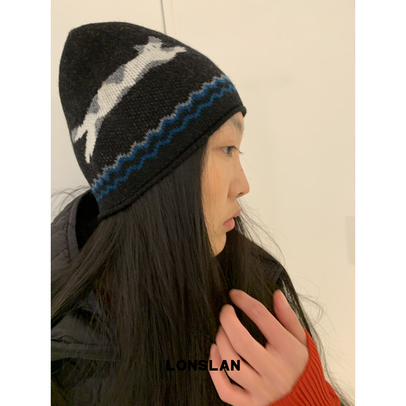 LONSLAN 25AW 12.8 NEW可爱针织小狗秋冬保暖包头帽百搭冷帽