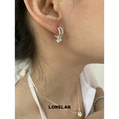 LONSLAN ACC 2025ss简约精致爱心吊坠银色耳钉小巧耳饰