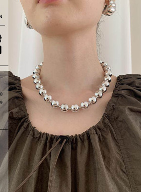 LONSLANACC亮面金属圆珠拼接项链