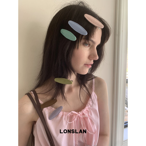 LONSLAN ACC韩系贴布椭圆BB夹侧边刘海可爱发卡高级感侧边夹