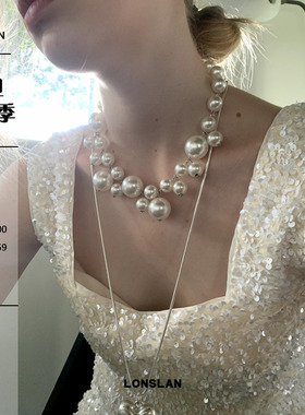 LONSLANACC珍珠白拼接小众项链