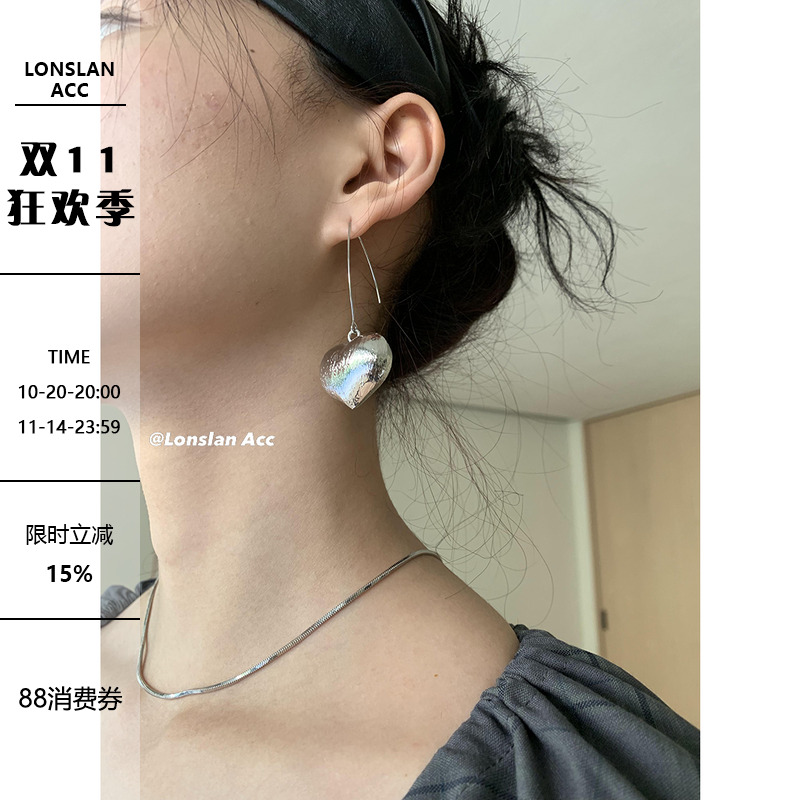 LONSLAN立体爱心吊坠挂耳环