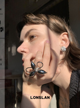 LONSLAN ACC 2025SS小众设计立体感夸张花朵镂空戒指个性食指戒