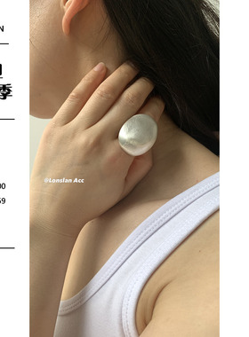 LONSLANACC椭圆做旧感弹力戒指