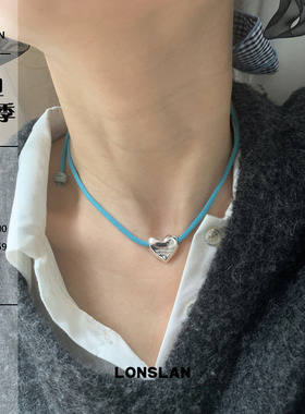 LONSLAN ACC 秋冬韩系字母爱心抽绳可调节锁骨链百搭时尚项链