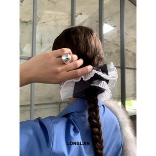 简约灰色花边俏皮可爱大肥肠发圈 2024搭配 LONSLNA ACC