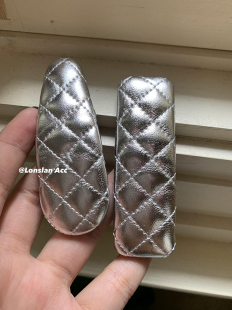 LONSLAN 小众银色PU皮菱格简约洋气侧边夹刘海夹 ACC