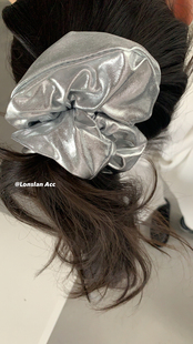 LONSLAN 银色金属科技感PU皮大肥肠发圈 ACC