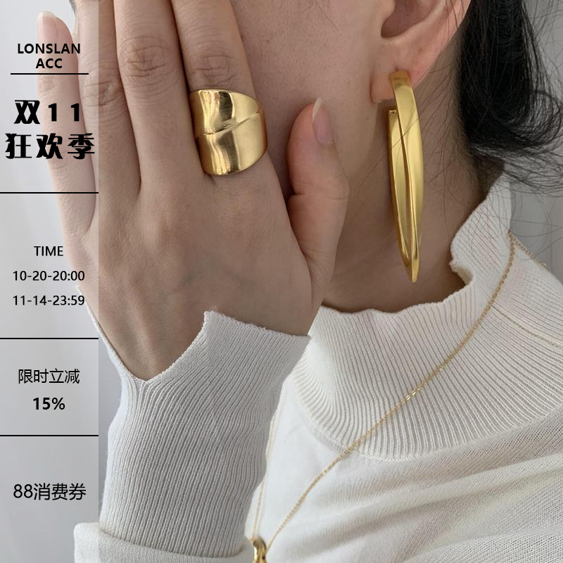 LONSLANACC简约素圈开口宽戒指