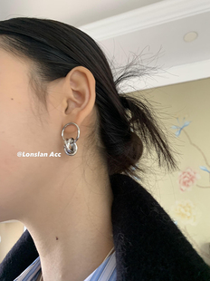 LONSLAN 小众设计感多圈圆圈金属流苏耳约百搭吊坠耳环 ACC