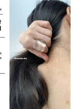 LONSLAN透明朦胧感宽边戒指