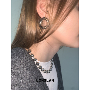 秋冬不规则镂空金属百搭耳环 2024搭配 LONSLAN ACC