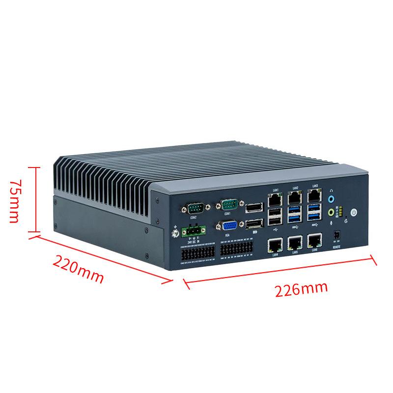研拓IPC-E5106无风扇嵌入式工控电脑6千兆网卡视觉主机双DP 6USB