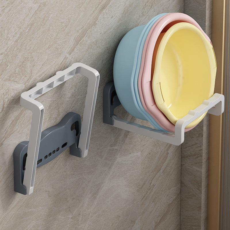 可折叠脸盆收纳架子批发免打孔壁挂式浴室置物架放卫生间挂盆神器