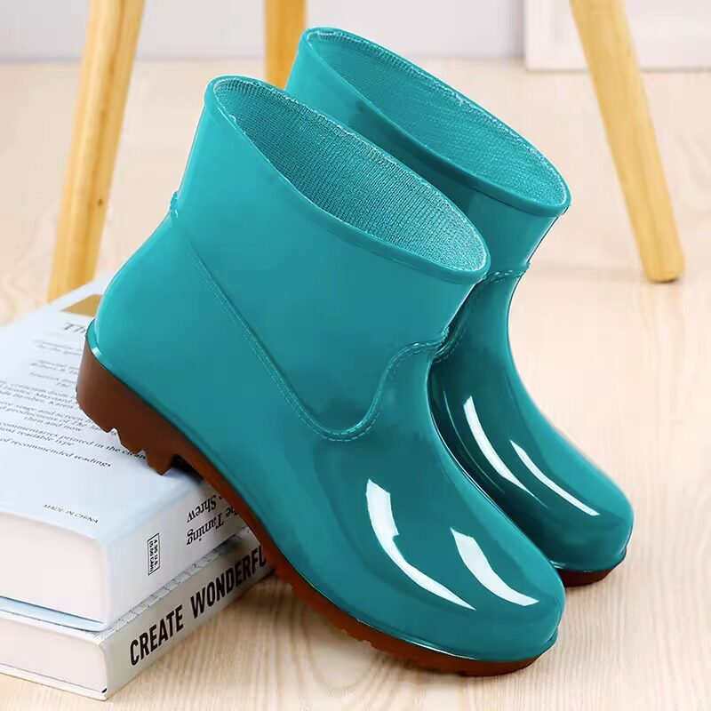 GALOSHES RAIN BOOTS WOMENS SPRING AND SUMMER WATER SHOES FOUR SEASONS OUTSIDE WORK SHOES RUBBER SHOES WATER BOOTS WATERPROOF ANTI-SLIP WEAR-RESISTANT RAIN BOOTS
