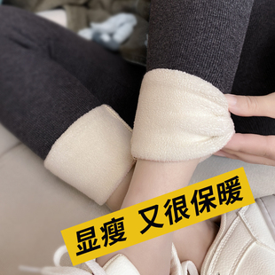 高腰紧身 内穿秋裤 灰色竖纹打底裤 女外穿秋冬加绒加厚东北保暖棉裤