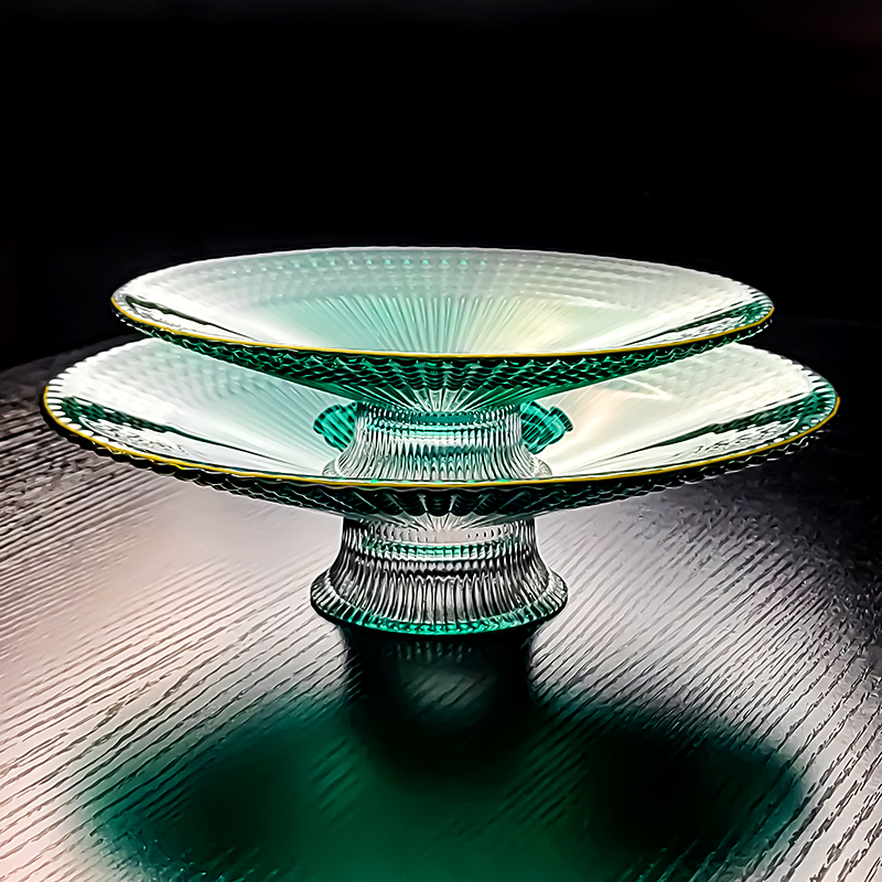 2025新款水晶玻璃碟水果盘高脚精致小果盘轻奢高档高级感高颜值