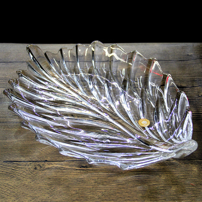 水晶玻璃高端家用树叶水果盘