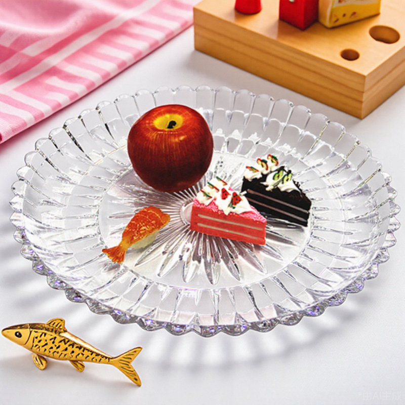 水晶玻璃商用盘子甜品台展示盘