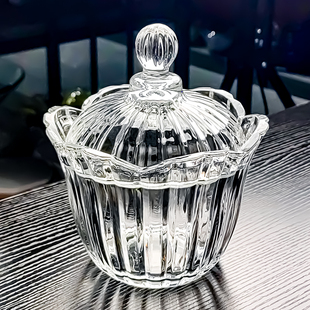 2025新款 水晶玻璃糖罐水果碗盘带盖收纳盒小果盘高端精致高颜值