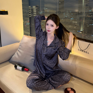 2026新款冰丝长袖睡衣女款春夏季高级感宽松大码薄款家居服可外穿