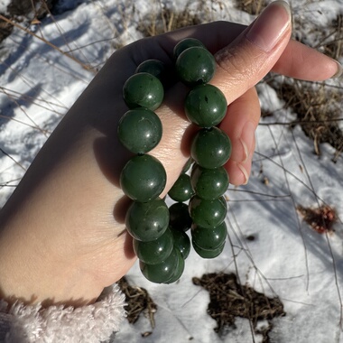 新疆真玉坊碧玉手链菠菜绿