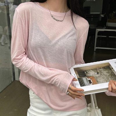 RUNXI闰熙6356天丝羊毛长袖T恤女