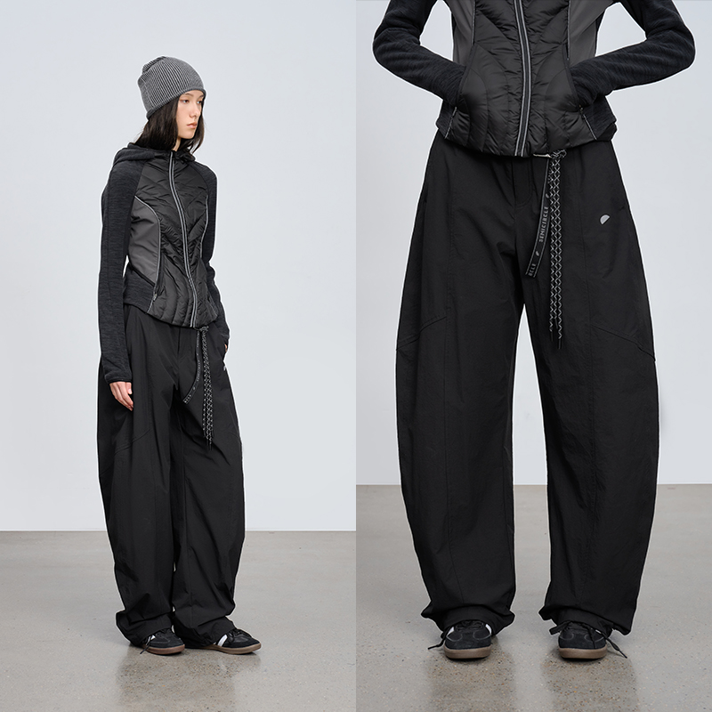 90白鸭绒 半圆原创女装[运动]2025冬季宽松保暖裤子女弯刀羽绒裤