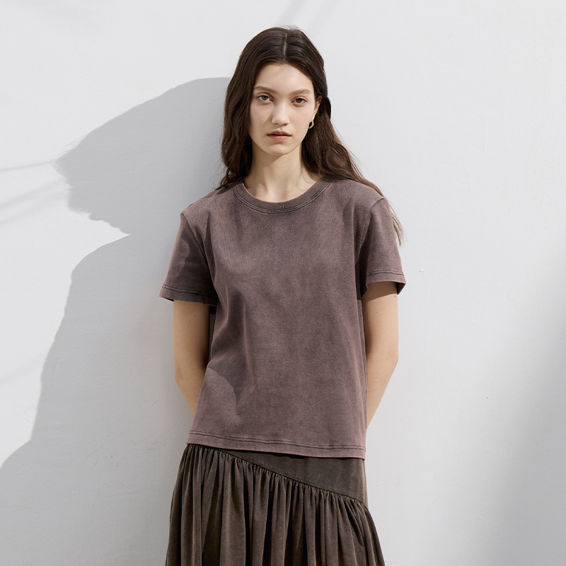 半圆原创女装2025夏季品牌小众短袖简约宽松t恤女上衣