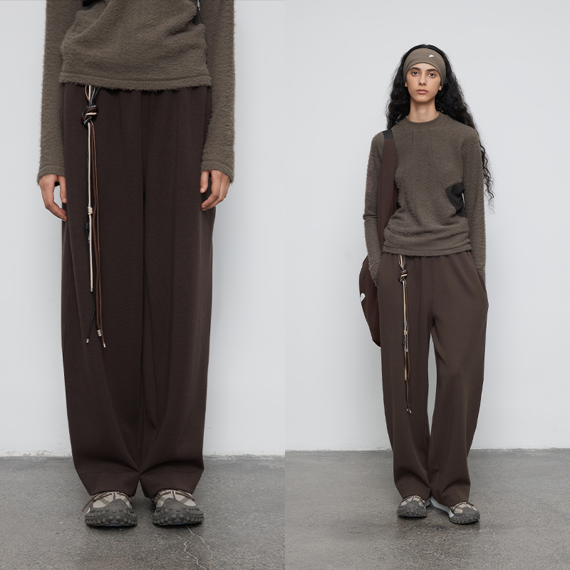 莫代尔混纺 半圆女装[运动]2025秋冬空气层双面面料直筒休闲裤女