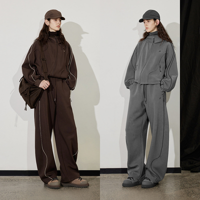 半圆原创设计师女装[运动]2025秋冬季加绒加厚短款连帽卫衣女小众