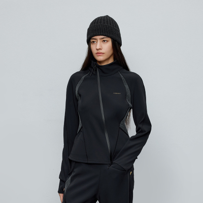 半圆原创女装[运动]2025秋季合体修身长袖短款软壳加绒卫衣女