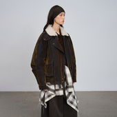 2025秋冬宽松休闲植绒牛仔洗水夹克式 半圆原创女装 运动 羽绒服女