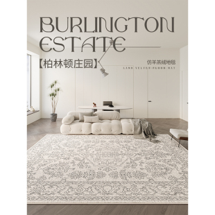 ins风美式 高级感书房衣帽间茶几垫 客厅地毯轻奢现代黑白卧室法式