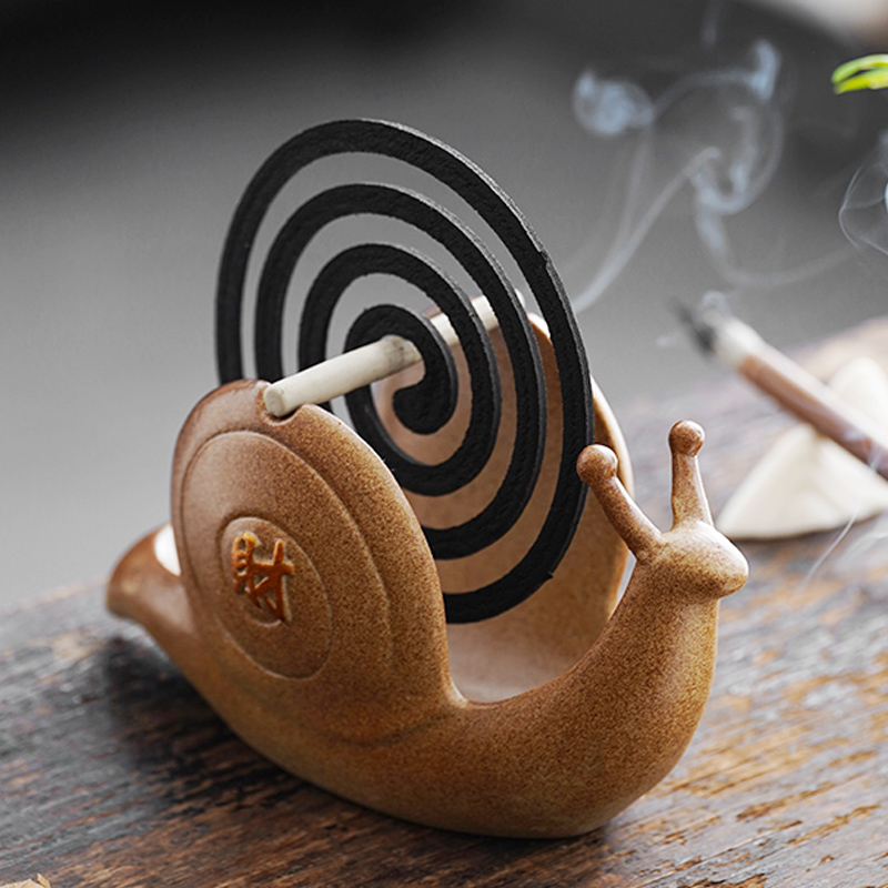 大号蜗牛蚊香炉陶瓷熏香家用室内香薰盘托文香盘盒盘香炉檀香摆件