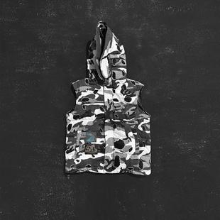 罗曼凯瑟 24FW 雪地迷彩弹孔破坏双层马甲夹克