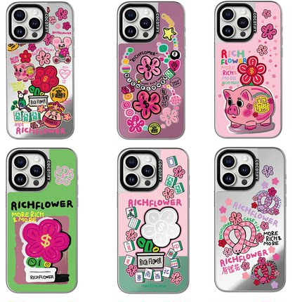COCOTiFY镜面有钱花好运连连17Pro适用iPhone15ProMax苹果16Pro网红明星RICH FLOWER磁吸手机壳13P防摔保护套