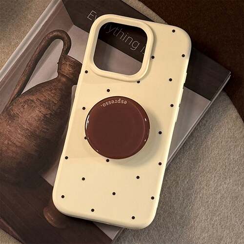 奶油风ins复古波点iphone18手机壳苹果17咖色支架15pro max适用16