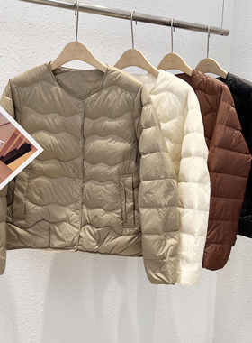 12.20 福利 AFN-82416韩版90白鸭绒绗线圆领轻便羽绒服外套